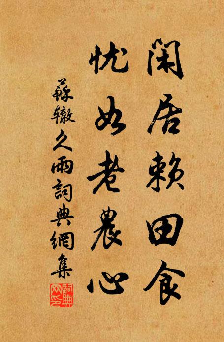 苏辙闲居赖田食，忧如老农心书法作品欣赏