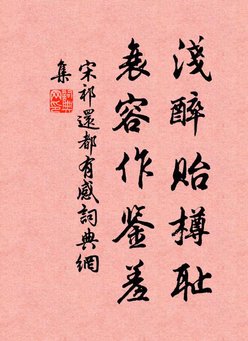 宋祁浅醉贻樽耻，衰容作鉴羞书法作品欣赏