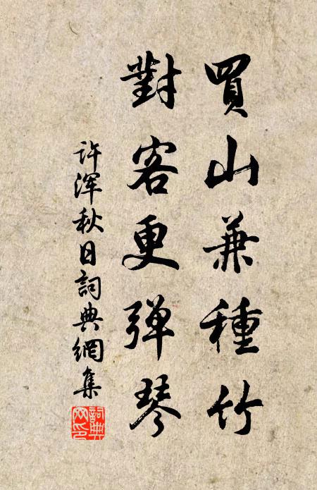 许浑买山兼种竹，对客更弹琴书法作品欣赏
