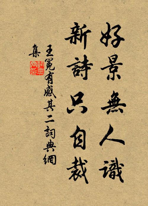 王冕好景无人识，新诗只自裁书法作品欣赏