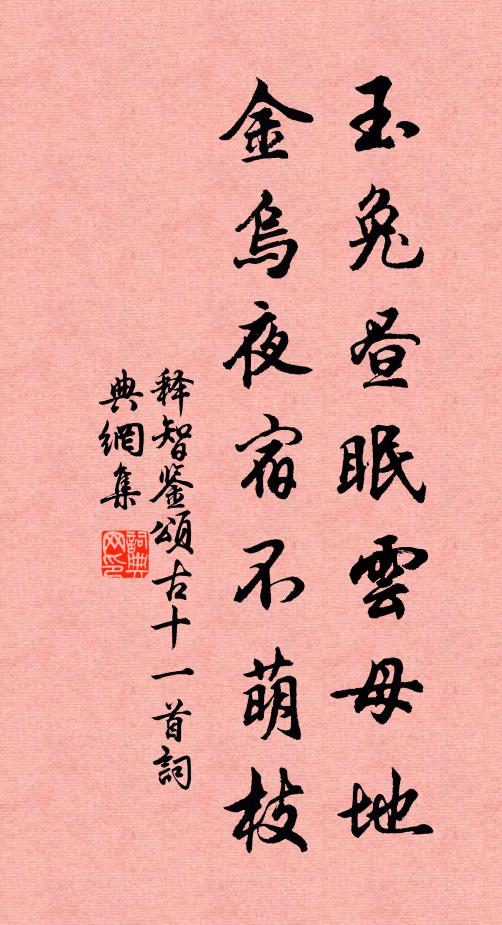 释智鉴玉兔昼眠云母地，金乌夜宿不萌枝书法作品欣赏