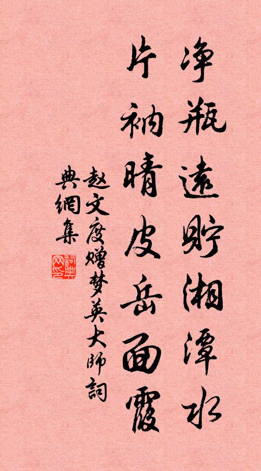 赵文度净瓶远贮湘潭水，片衲晴皮岳面霞书法作品欣赏
