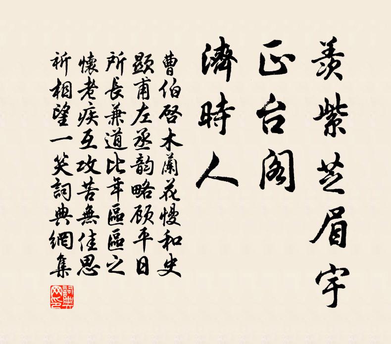 曹伯启羡紫芝眉宇，正台阁，济时人书法作品欣赏