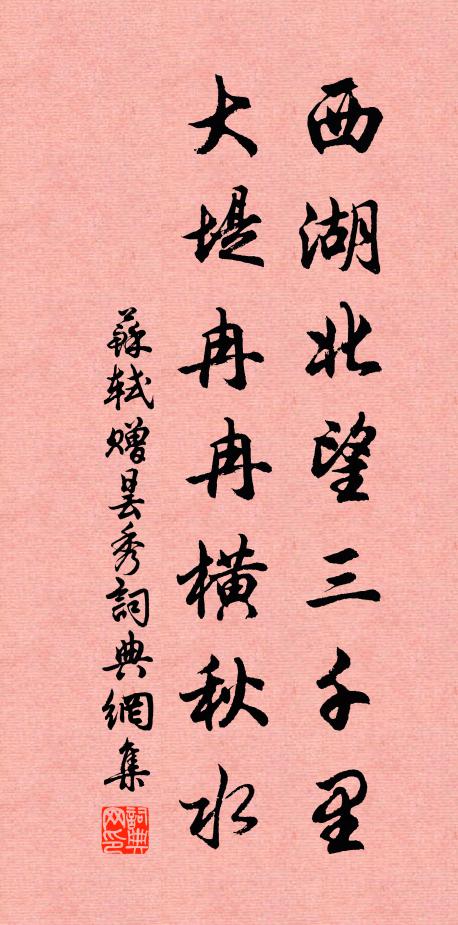 苏轼西湖北望三千里，大堤冉冉横秋水书法作品欣赏