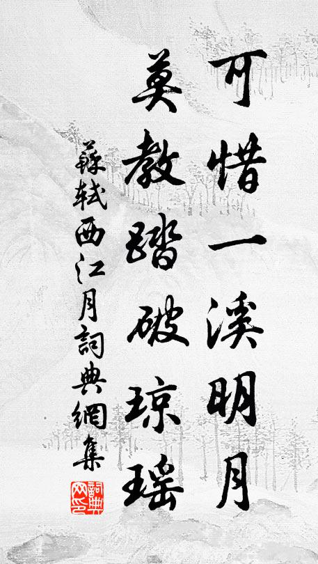 苏轼可惜一溪明月，莫教踏破琼瑶书法作品欣赏
