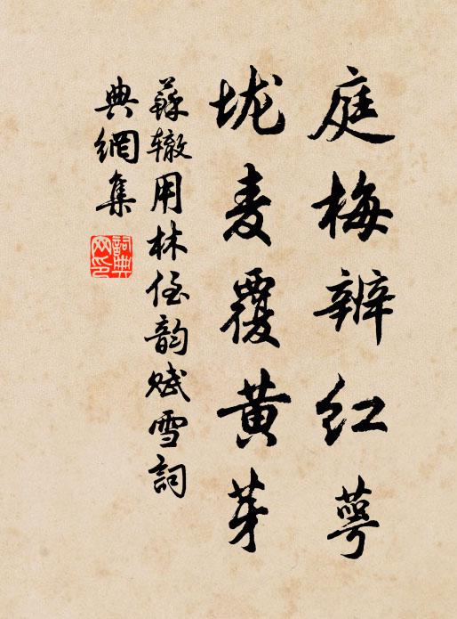 苏辙庭梅辨红萼，垅麦覆黄芽书法作品欣赏