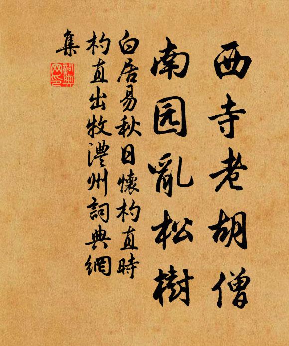 白居易西寺老胡僧，南园乱松树书法作品欣赏
