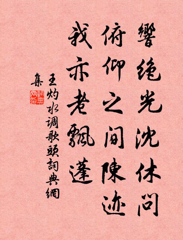 王灼响绝光沈休问，俯仰之间陈迹，我亦老飘蓬书法作品欣赏