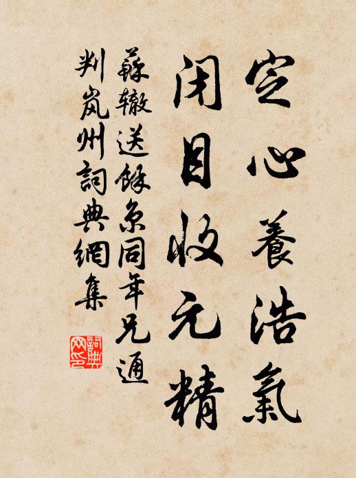 苏辙定心养浩气，闭目收元精书法作品欣赏