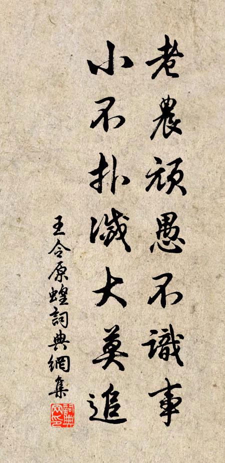 王令老农顽愚不识事，小不扑灭大莫追书法作品欣赏