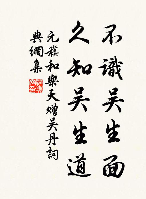 元稹不识吴生面，久知吴生道书法作品欣赏