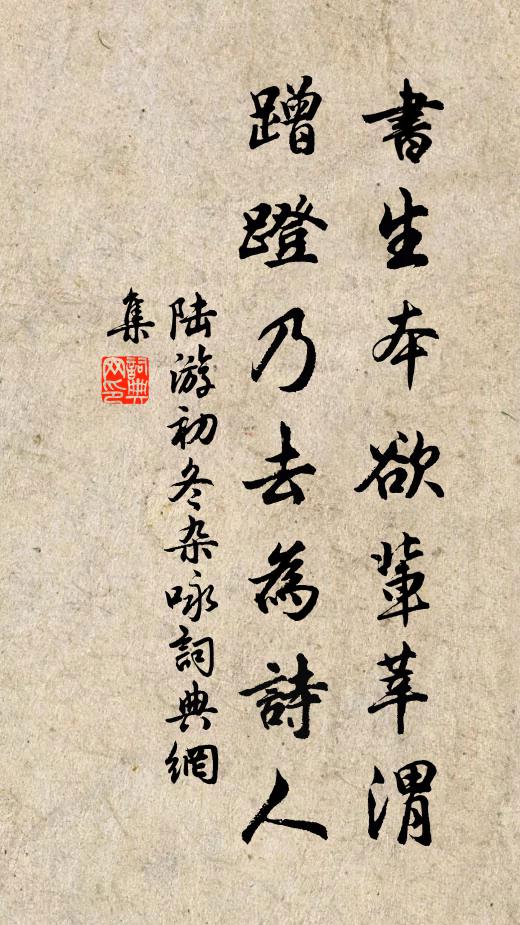 陆游书生本欲辈莘渭，蹭蹬乃去为诗人书法作品欣赏
