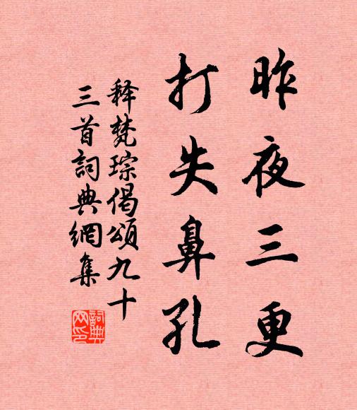 释梵琮昨夜三更，打失鼻孔书法作品欣赏