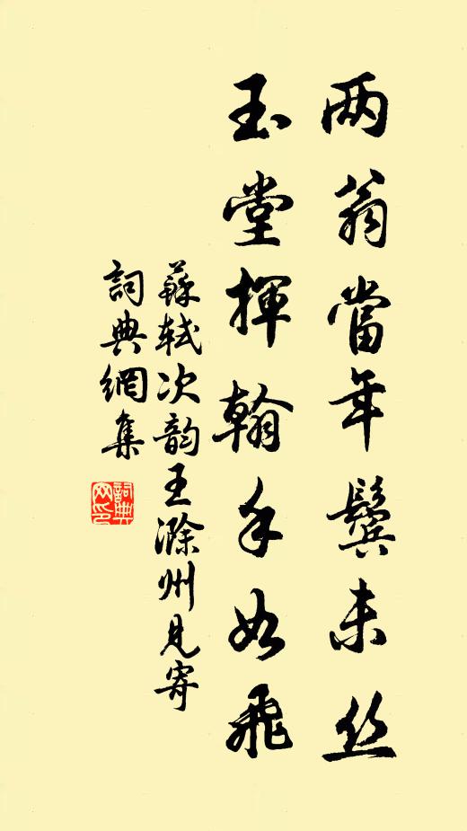 苏轼两翁当年鬓未丝，玉堂挥翰手如飞书法作品欣赏
