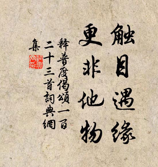 释普度触目遇缘，更非他物书法作品欣赏