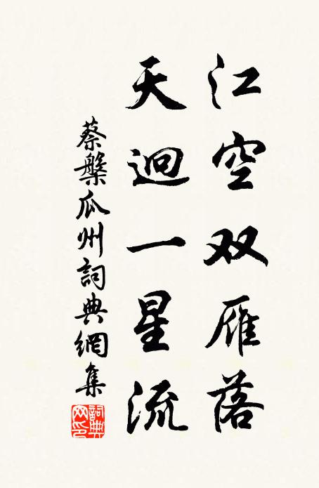 蔡槃江空双雁落，天迥一星流书法作品欣赏