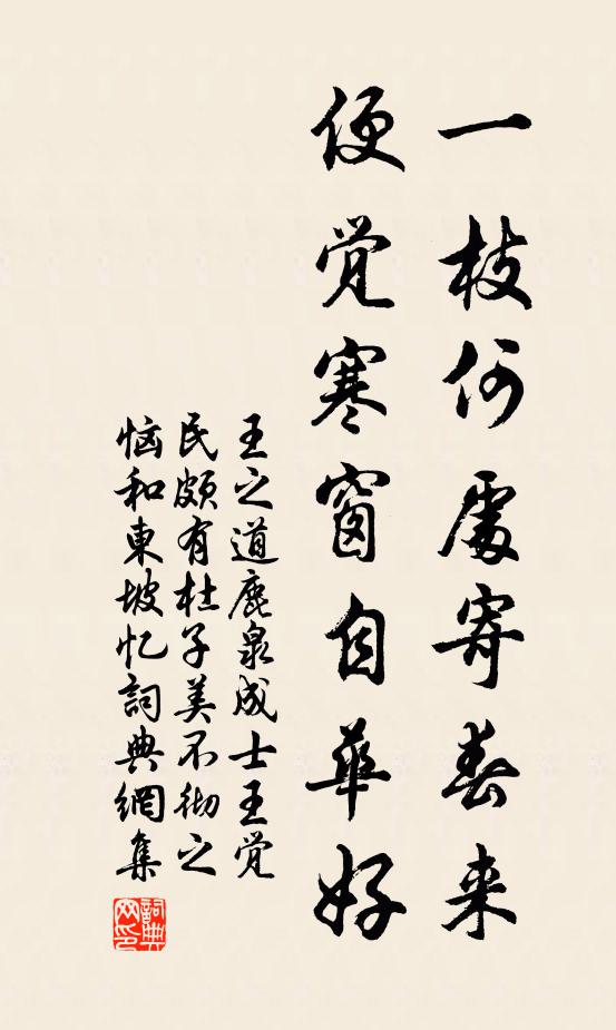 王之道一枝何处寄春来，便觉寒窗自华好书法作品欣赏
