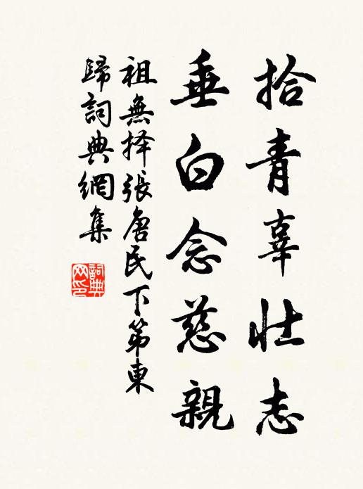 祖无择拾青辜壮志，垂白念慈亲书法作品欣赏