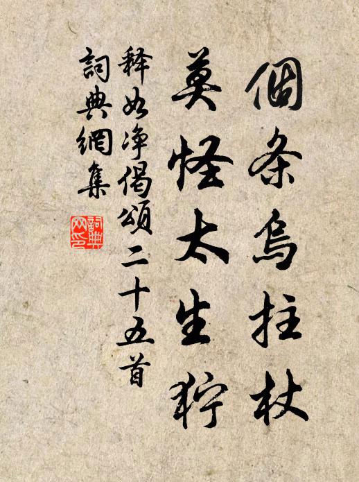 释如净个条乌拄杖，莫怪太生狞书法作品欣赏