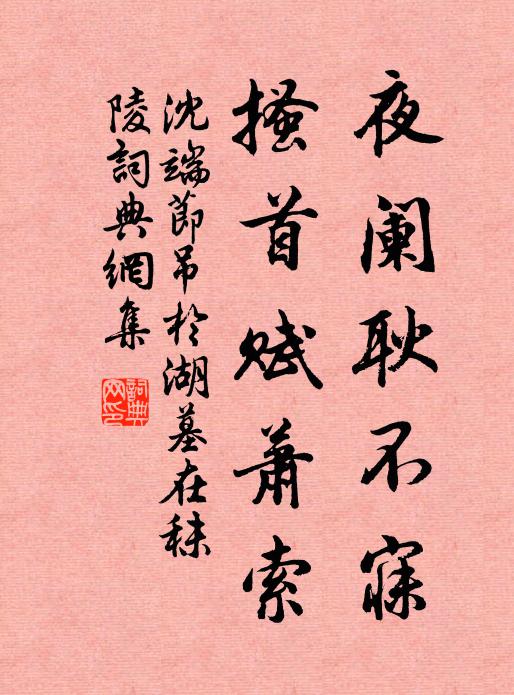 沈端节夜阑耿不寐，搔首赋萧索书法作品欣赏