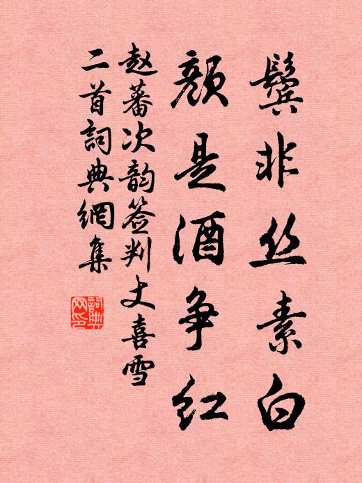 赵蕃鬓非丝素白，颜是酒争红书法作品欣赏