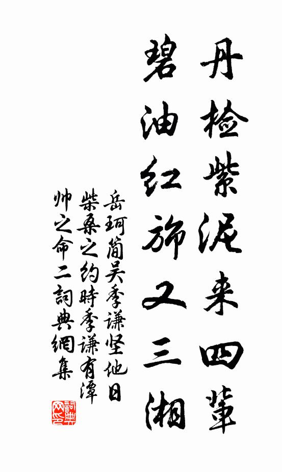 岳珂丹检紫泥来四辈，碧油红旆又三湘书法作品欣赏
