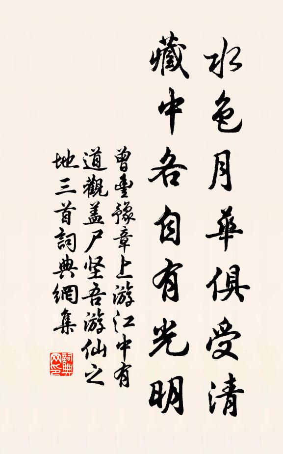 曾丰水色月华俱受清，藏中各自有光明书法作品欣赏