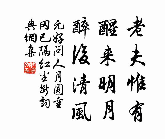 元好问老夫惟有，醒来明月，醉后清风书法作品欣赏