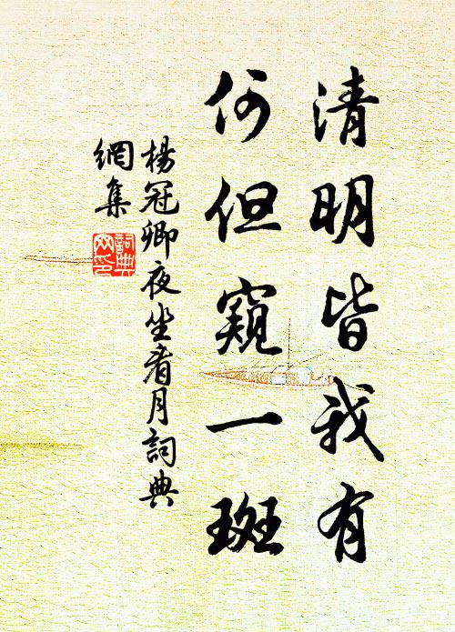 杨冠卿清明皆我有，何但窥一斑书法作品欣赏