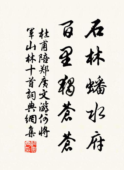 杜甫石林蟠水府，百里独苍苍书法作品欣赏