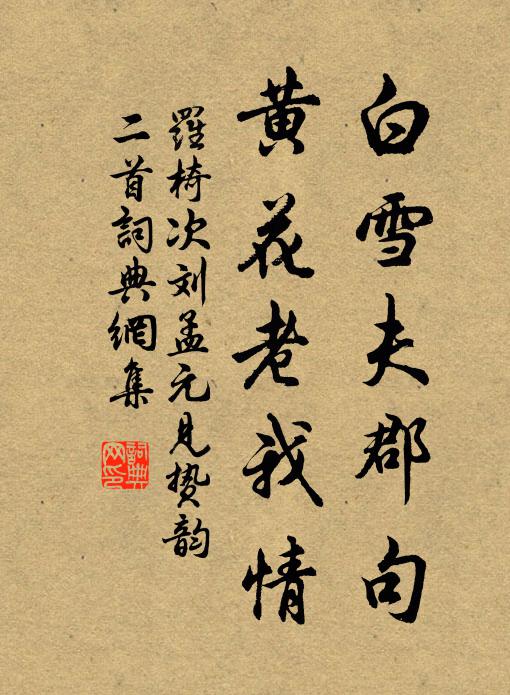 罗椅白雪夫郡句，黄花老我情书法作品欣赏