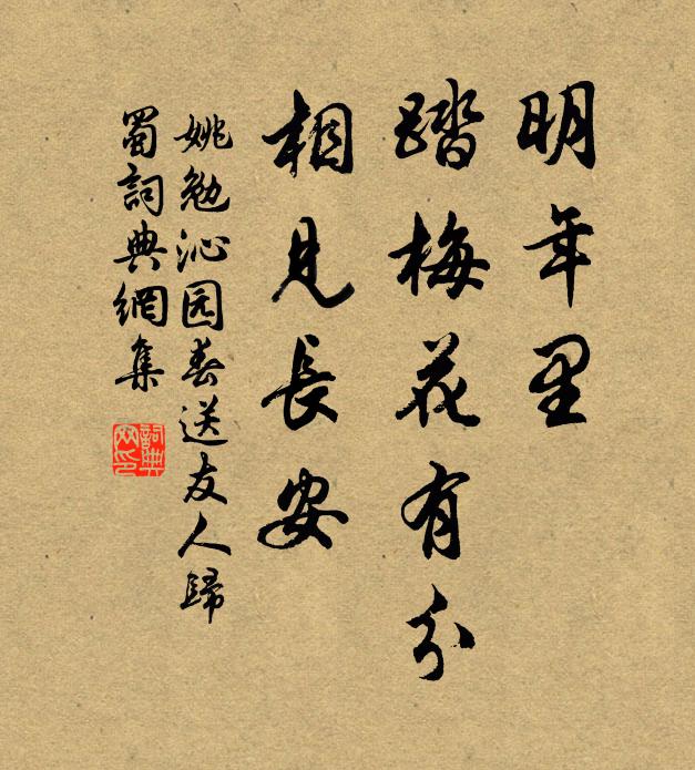 姚勉明年里，踏梅花有分，相见长安书法作品欣赏
