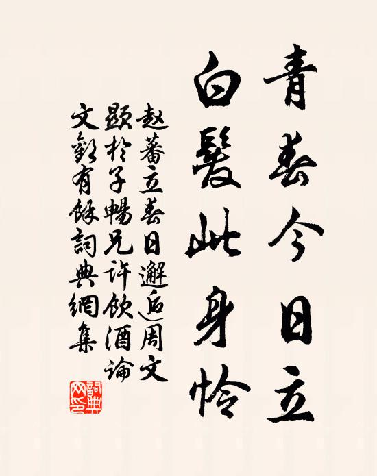 赵蕃青春今日立，白发此身怜书法作品欣赏