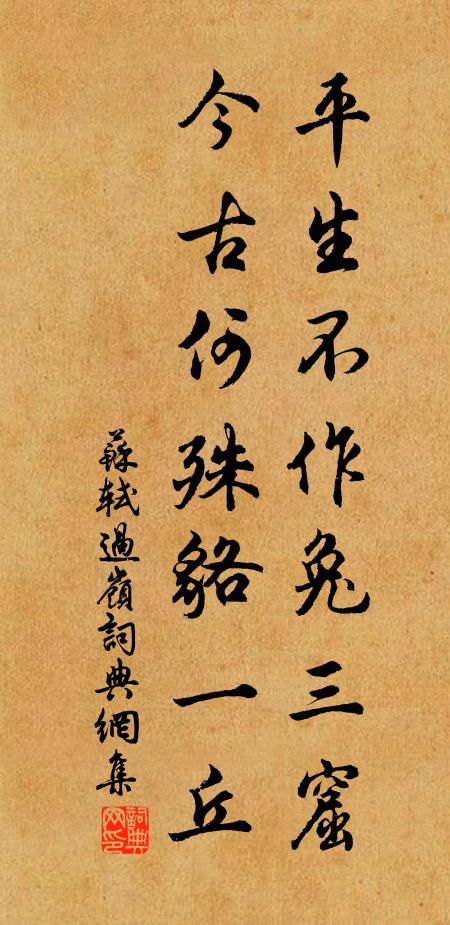 苏轼平生不作兔三窟，今古何殊貉一丘书法作品欣赏