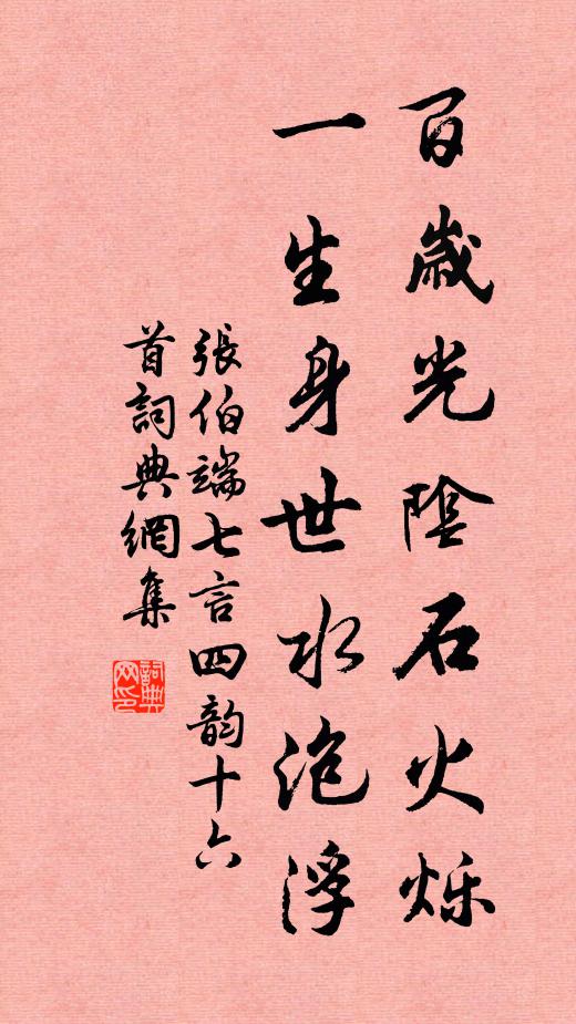 张伯端百岁光阴石火烁，一生身世水泡浮书法作品欣赏