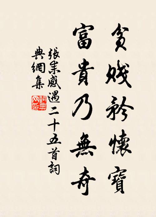 张耒贫贱矜怀宝，富贵乃无奇书法作品欣赏