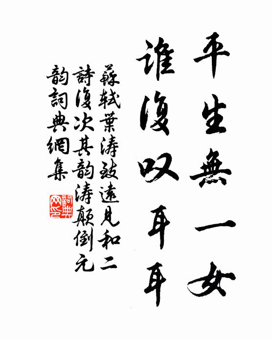 苏轼平生无一女，谁复叹耳耳书法作品欣赏