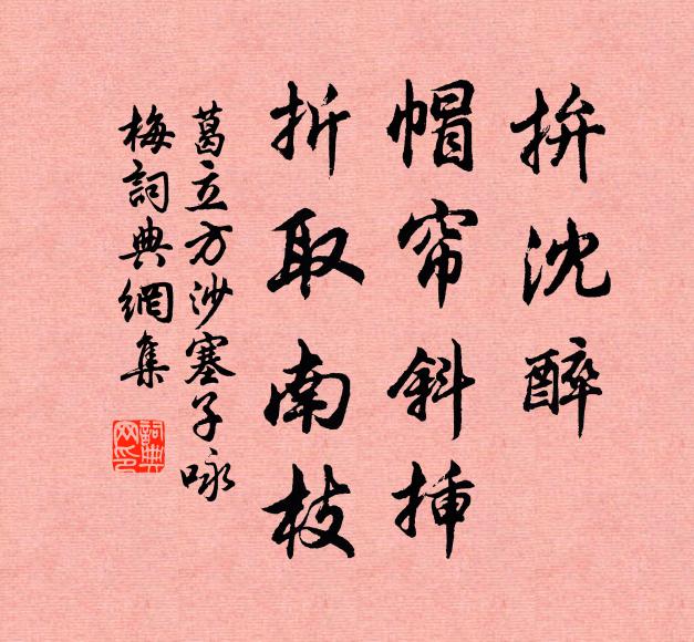 葛立方拚沈醉、帽帘斜插，折取南枝书法作品欣赏