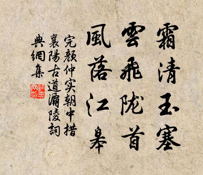 完颜仲实霜清玉塞，云飞陇首，风落江皋书法作品欣赏