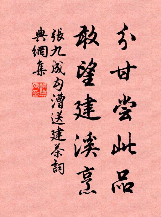 张九成分甘尝此品，敢望建溪烹书法作品欣赏