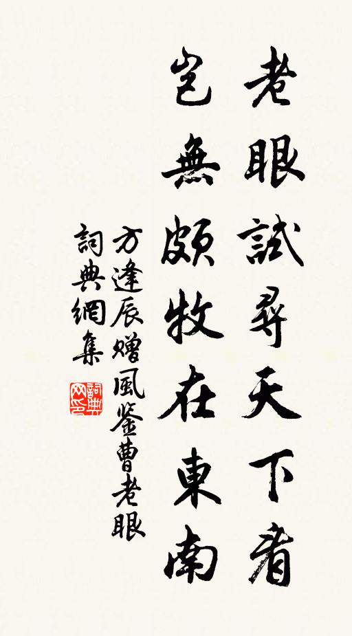 方逢辰老眼试寻天下看，岂无颇牧在东南书法作品欣赏