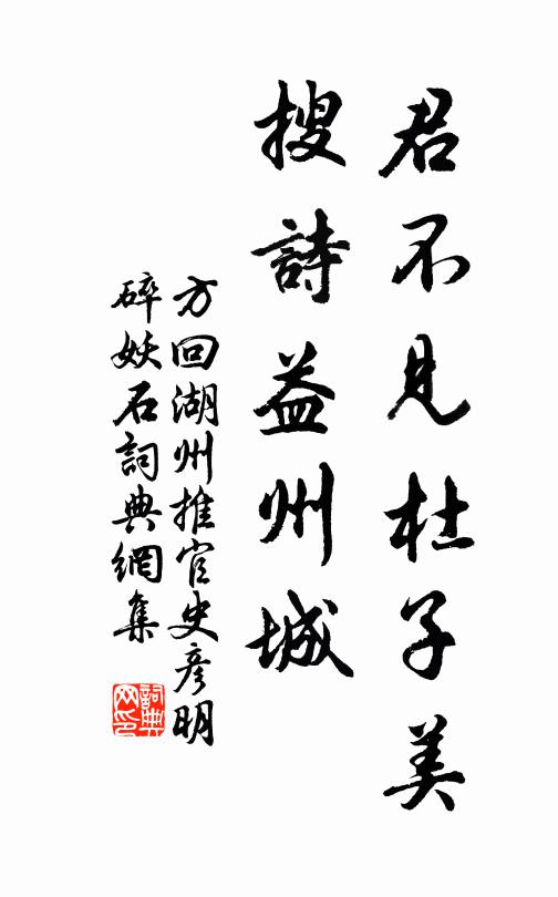方回君不见杜子美，搜诗益州城书法作品欣赏
