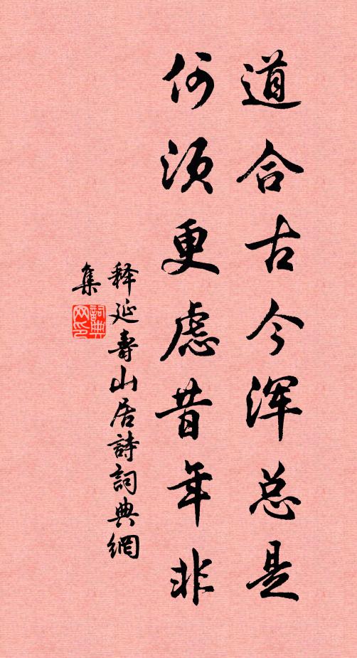 释延寿道合古今浑总是，何须更虑昔年非书法作品欣赏