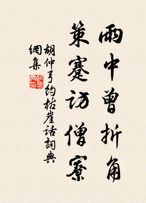 胡仲弓雨中曾折角，策蹇访僧寮书法作品欣赏