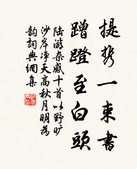 陆游提携一束书，蹭蹬至白头书法作品欣赏