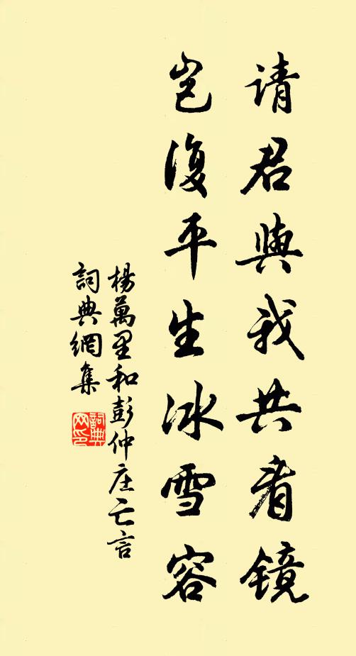 杨万里请君与我共看镜，岂复平生冰雪容书法作品欣赏