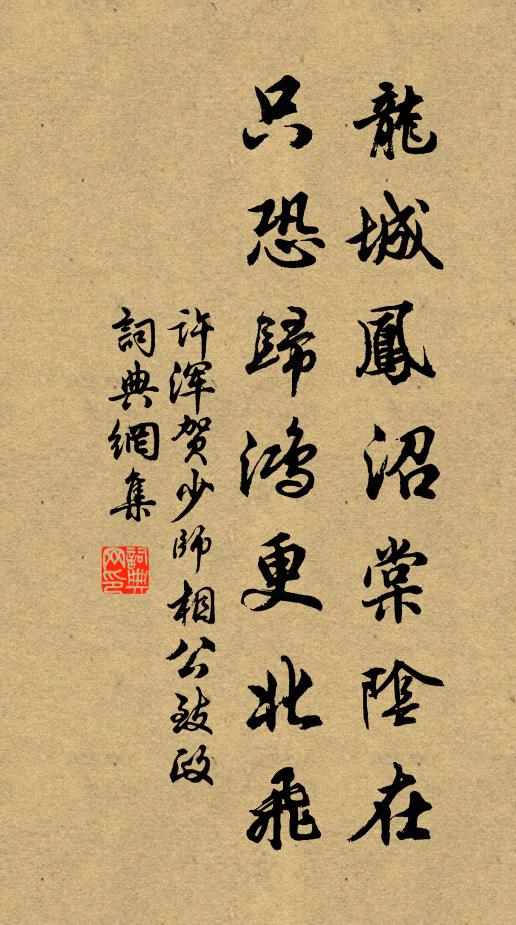 许浑龙城凤沼棠阴在，只恐归鸿更北飞书法作品欣赏