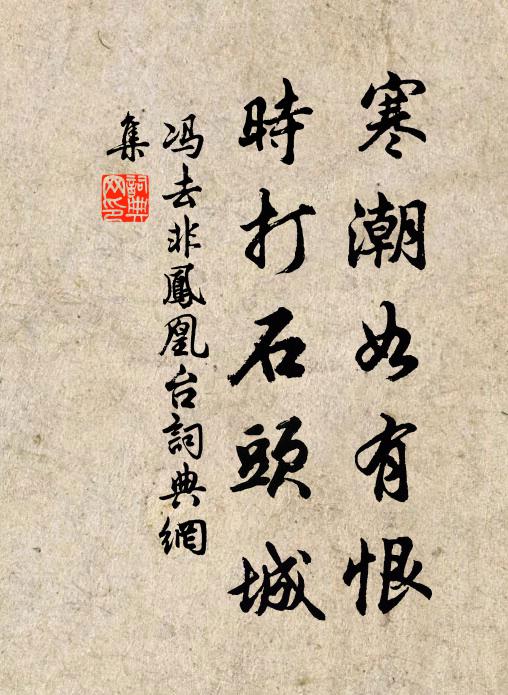 冯去非寒潮如有恨，时打石头城书法作品欣赏