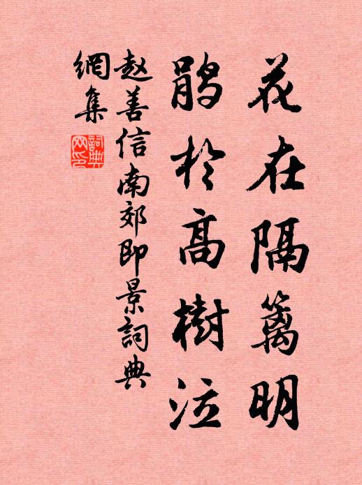 赵善信花在隔篱明，鹃於高树泣书法作品欣赏