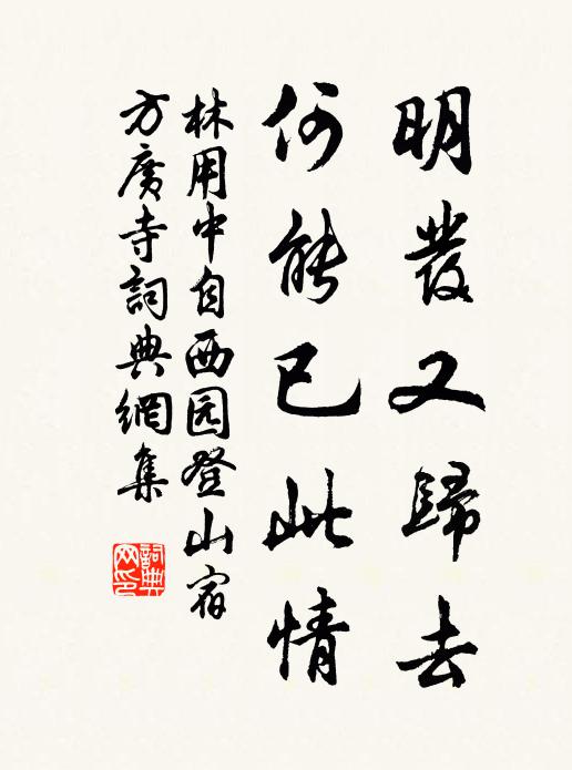 林用中明发又归去，何能已此情书法作品欣赏